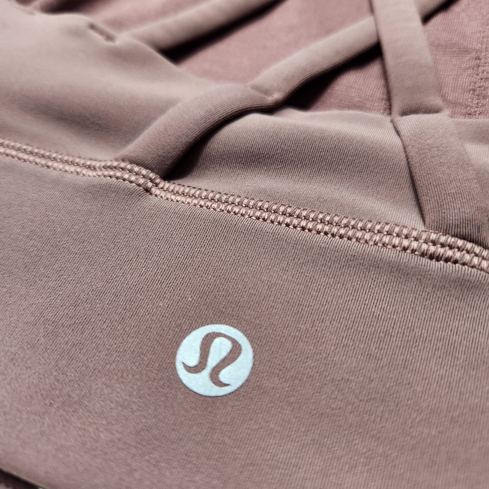 Lululemon Energy Bra Size 4 High Neck Long Line Carob Brown Strappy No Pads - Picture 3 of 5